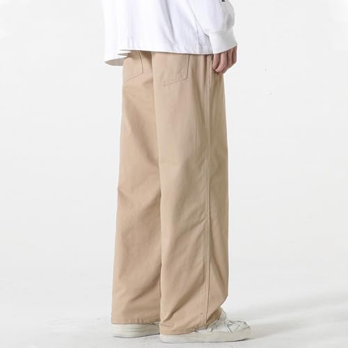 Cotton Pants for Men Straight Leg Stretch Jeans Sweatpants Trendy Teen Boys Drawstring Casual Denim Pants Relaxed Fit3