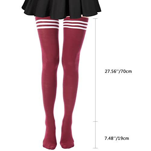 Image of DRESHOW Extra Long Thigh High Socks Long Boot Stockings Striped Over Knee Socks for Women Leg Warmers