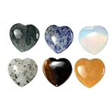 SOPOTUTU 6 Stück Teiliges Natürliche Polierte Herz kristalle Dekorative Edelsteine in Mehreren Farben Langlebige Deko steine für Wohn Büro Geschenk zur Silberhochzeit