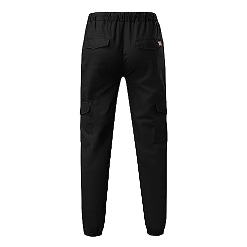 Mens Cargo Pants Solid Cinch Bottom Drawstring Casual Outdoor Hiking Pants Multi Pockets Athletic Tapered Joggers Sweatpants3