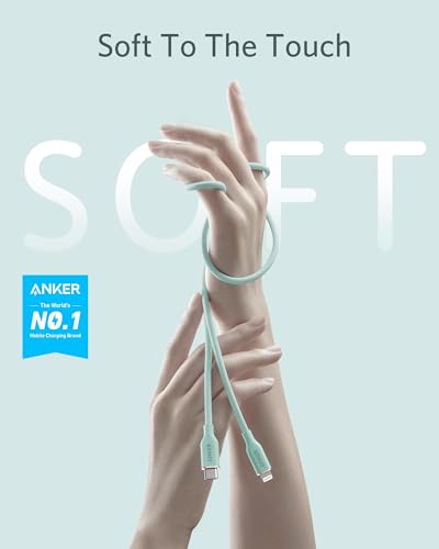 Image of Anker USB-C to Lightning Cable, 641 Cable (Mint Green, 3ft), MFi Certified, Powerline III Flow Silicone Fast Charging Cable for iPhone 13 13 Pro 12 11 X XS XR 8 Plus (Charger Not Included)