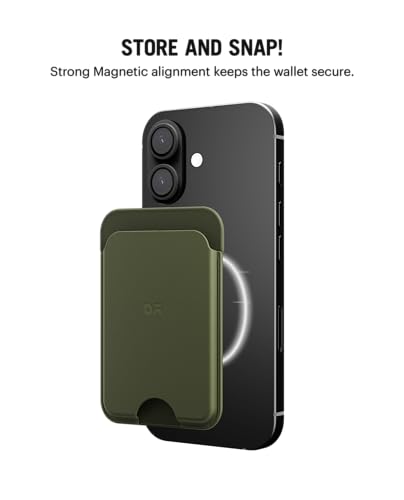 Image of DailyObjects Leather Magnetic Wallet Card Holder | Designed for MagSafe Compatible with iPhone 16, iPhone 15, iPhone 14, iPhone 13, iPhone 12 Models | Premium Design | Full-Grain Leather - Green-Olive