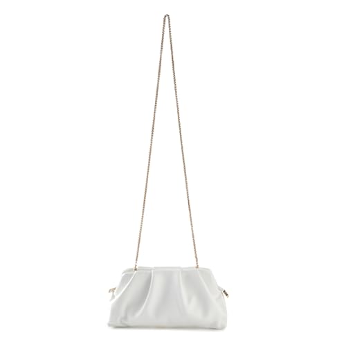 Image of Evening Bag for Women Ruched Clutch Purse Detachable Metal Chain Crossbody Bag