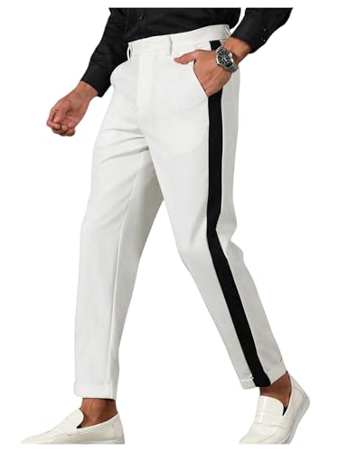 Floerns Men's Stretch Dress Pants Striped Side Work Business Suit Pants
