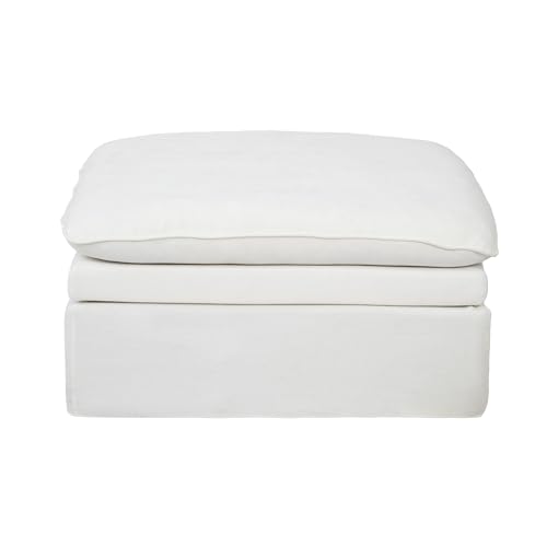 Image of WJShome Modular Ottoman Seater, Deep Seat Footstool with Water-Resistant & Stain-Resistant Fabric, Removable Washable Covers,Modern Footrest for Living Room, Apartment, White