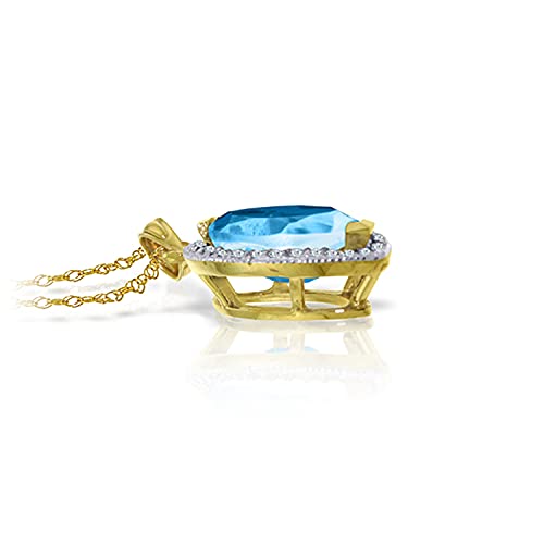 Galaxy Gold Gg 14K 24" Yellow Gold Genuine Diamond & Marquise-Shaped Blue Topaz Pendant Necklace #TOP2