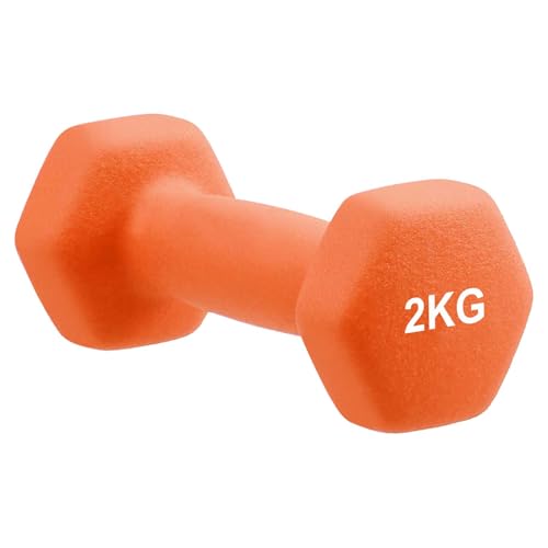 Image of AmazonBasics Neoprene Dumbbell 2 Kg, Set of 2 (Orange)