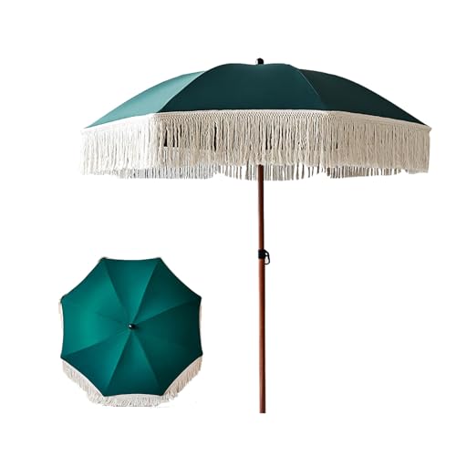 YAVYAV Ombrellone Da Esterno Da 180 Cm Con Nappe, Palo In Alluminio Effetto Legno, Ombrellone Da Spiaggia, Protezione UV, Per Patio, Spiaggia, Cortile, Portatile