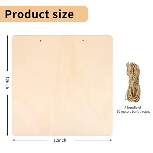 FSWCCK 7 Pieces 12 Inch Blank Wood Squares for Crafts, Unfinished Wood Squares Wooden Cutouts for DIY Crafts, Door Hanger, Sign, Wood Burning, Painting, Halloween, Christmas Home Decorations - Thumbnail 2