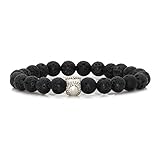Fusamk Fashion Alloy Baseball Turquoise Bead Bracelet Lava Rock Bracelet(Lava)