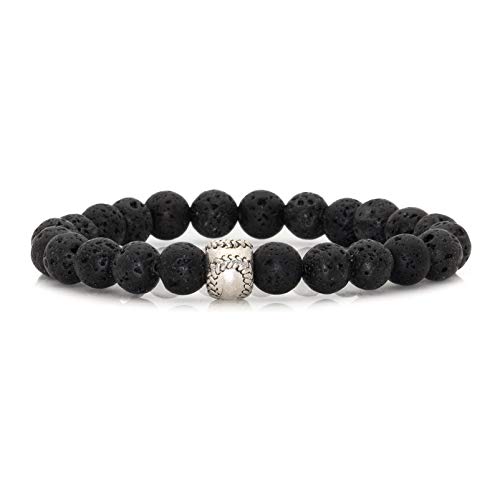 Fusamk Fashion Alloy Baseball Turquoise Bead Bracelet Lava Rock Bracelet(Lava)