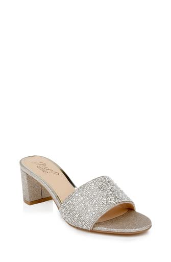 Jewel Badgley Mischka Della Glitter Block Heel Mules2