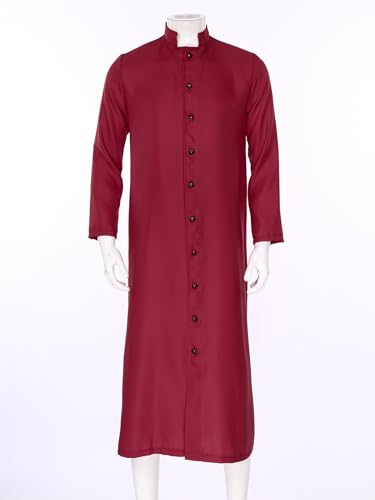 Clergy Robe for Men Long Sleeve Button Maxi Robe Stand Collar Minister Gown Choir Robe for Church3
