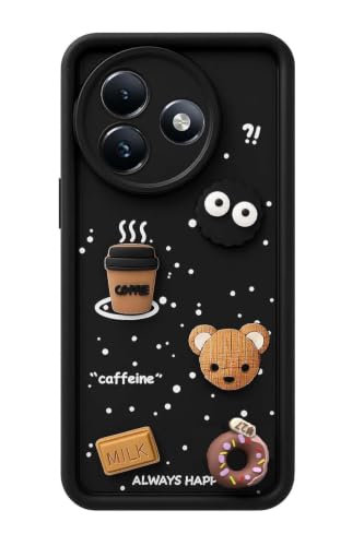Image of Bintage Cute Fun Ball | Taddy Cartoon 3D Smiley Coffee Cup | Milk Donut | Full Protection Rubber Back Cover Compatible for itel S667LN / itel S24 - Black