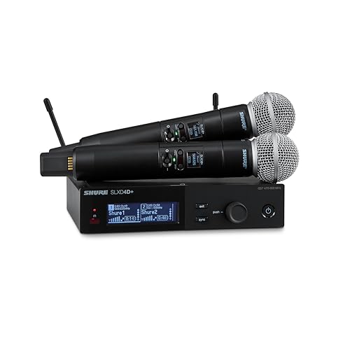 Shure SLXD24D+/58 Dual Handheld Wireless System - Includes SLXD4D+ Dual Receiver, 2 SLXD2+ Handhelds with SM58 Capsule, Bluetooth Monitoring, G57 Band