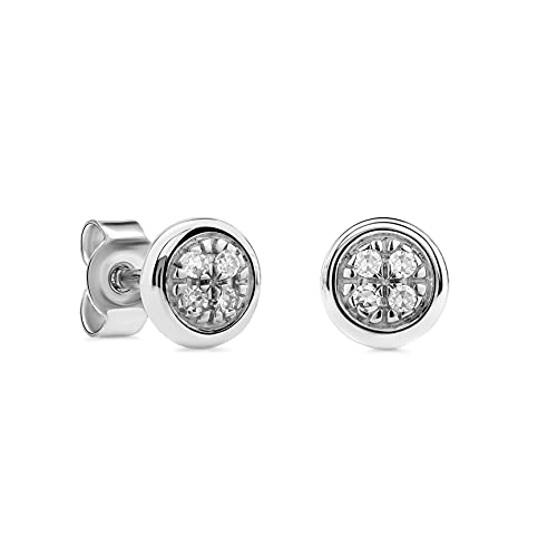 Miore - Boucles d'Oreille - Femme - Or Blanc 375/1000 (9 Cts) 0.6 Gr - Diamant