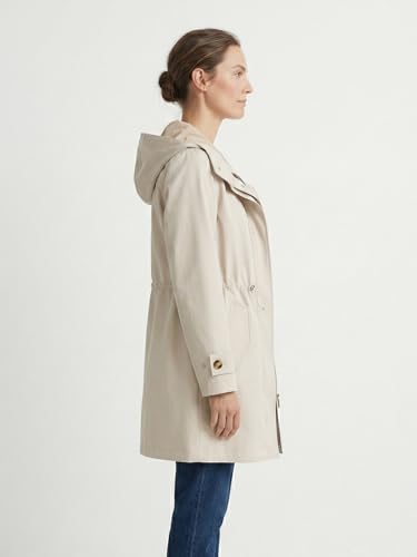 Parka à capuche femme coupe ajustée avec cordon veste beige