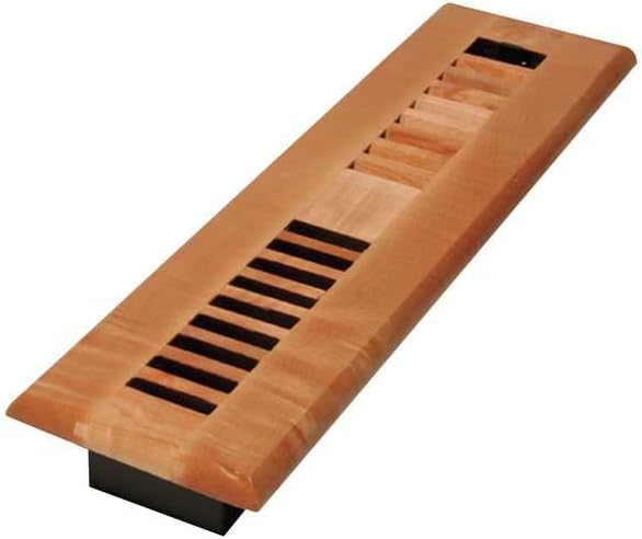 Floor Register, 2-1/4 X 12, Lacquered Natural, Maple Wood