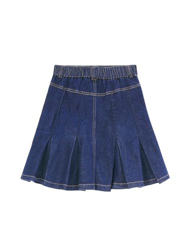 Image of 2026 Girl's Denim Skirts Elastic Waist Pleated Toddler Girls Jean Skirt Size 3-12