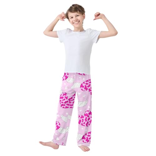 Spotted Heart Boys Pants Boys Athletic Pants Long Pant for Boywith Pockets Wide-Leg Size 6-14Y3