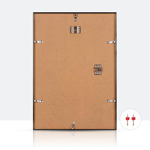 Homso A3 Frame in Black, Metal Thin Board A3 Picture Frame with Acrylic Plexiglass for Pictures A4 with Mat or 11.7 x 16.5 without Mat for Horizontal and Vertical