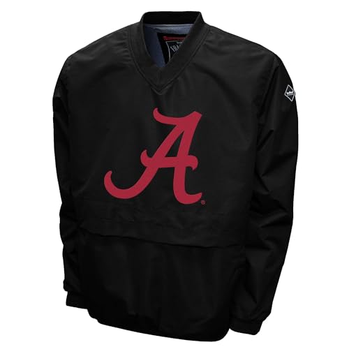 2Bhip NCAA Alabama Crimson Tide Big A Adult Black Lightweight V-Neck Windbreaker Wind Shirt Pullover Jacket