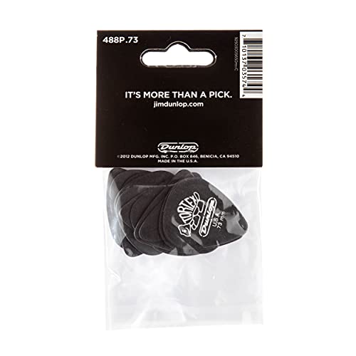 JIM DUNLOP Púas Tortex Pitch Black 0,73mm Saco de 12