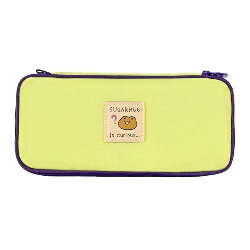 Image of Monolike Unmatched Friends Standard Pencil Case, Lime - Water-Resistant Nylon Pencil Case, Large Capacity Pen Pouch, Aesthetic Stationery Organizer for Office