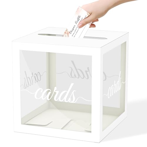 White Clear Cards Box White Cards Receiving Box For Wedding Engagement Birthday Bridal or Baby Shower Graduation Anniversaries Party Decorations Supplies