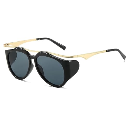 Lunettes de soleil rétro noires UV400 style épais et punk pour homme et femme