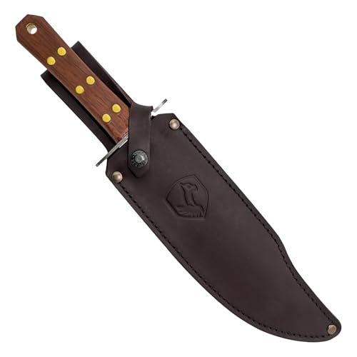 Condor Tool & Knife Undertaker Knife - 1075 High Carbon Steel - Full Tang Hunting Knives with Sheath - Walnut Handle - Hand Crafted Welted Leather Sheath - 10.2in Blade - 24 oz