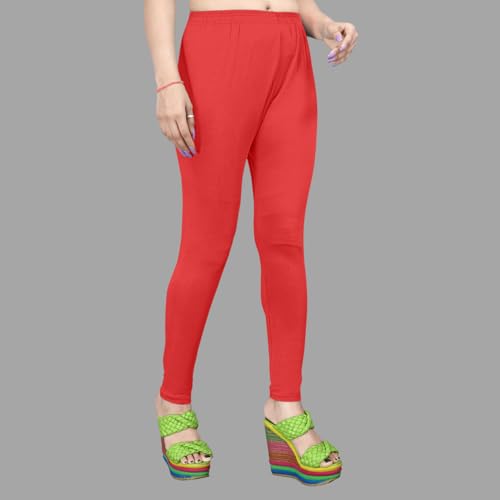 Image of Women's Solid Mid Rise Slim Fit Ankle Length Leggings - Comfortable and Stylish Yoga Pants for Workout, Running and Everyday Wear