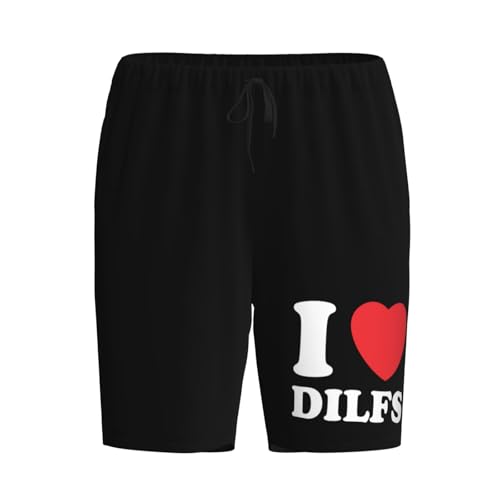 I Love Dilfs Pajama Shorts for Men, Men's Pajama Bottoms, Sleepwear for Summer2