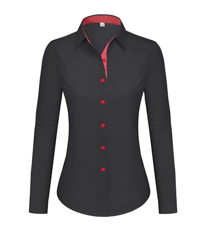 siliteelon Button Down Shirts for Women Dress Shirts Cotton Long Sleeve Shirt for Women Wrinkle Free Stretch Work Blouse
