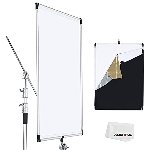 AMBITFUL 60 x 90 cm, Sun Scrim grande 5 en 1 Black Silver Gold White Difusor Reflector Aluminio Alloy Frame for Photography