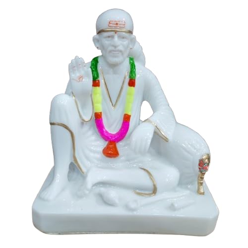 Image of Sai Amrut Gifts Italian Marble Sai Baba Dwarkamai Statue for Home and Pooja Room (6 * 5 Inch)