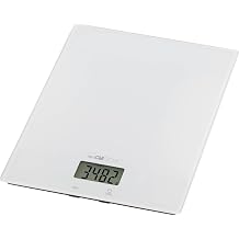 Clatronic KW 3820 Digital Kitchen Scales High Precision 1 g Steps up to 5 kg Weighing Function Sturdy Glass Gr, lboz, ml + Cup Unit Digital Kitchen Scales White