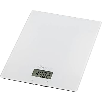Clatronic KW 3820 Digital Kitchen Scales High Precision 1 g Steps up to 5 kg Weighing Function Sturdy Glass Gr, lboz, ml + Cup Unit Digital Kitchen Scales White