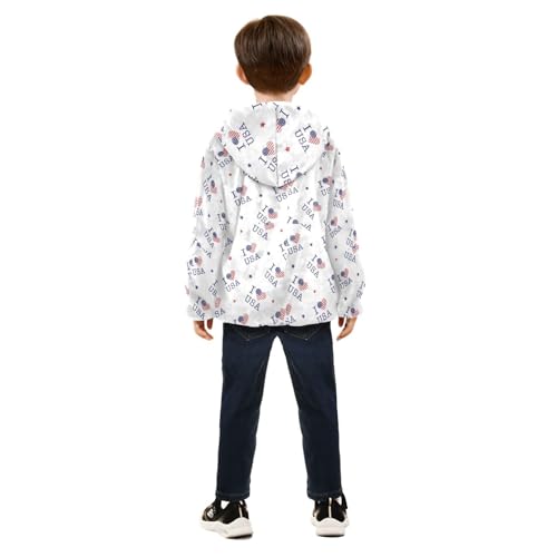 United States Flag with Texture Girls Fleece Jacket Girls Fall Jacket Girls Zip Up Hoodie Girls Sherpa Jacket 2-10T4