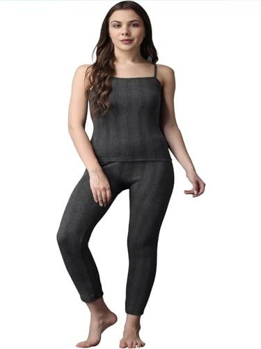 Thermal Inner Wear for Women Set Top and Pyjama Set Black, Winter Thermal Wear for Women Inner Set for Women (Medium)