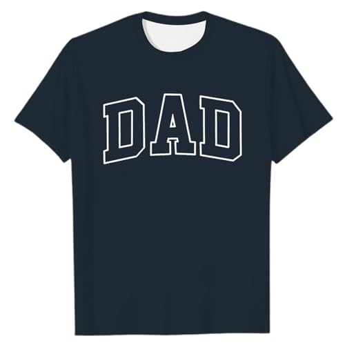Camiseta para hombre con estampado de papá - Camiseta informal para el día del padre en estilo universitario minimalista | Cómoda camiseta de algodón para padres orgullosos y el día a día, Style H01