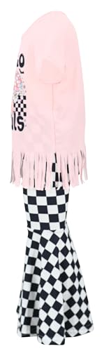 Image of Unique Baby 2 Piece Girls Bell Bottom Leggings Outfit with Short Sleeved Shirt Kid and Toddler Clothes Set