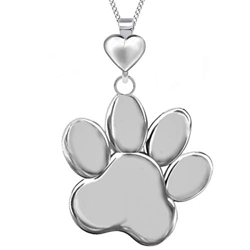 Cadena con colgante de corazón con pata de plata de ley 925, Plata de ley 925, Cubic Zirconia Cover