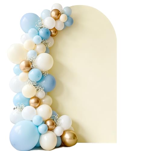 HECHN 7.2FT Beige Arch Cover Stretchy Backdrop for Wedding