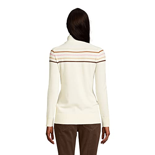 Lands' End Womens Cash Tneck Sweater Colorblock Fresh Ivory Multi Stripe Regular X-Large #TOP2