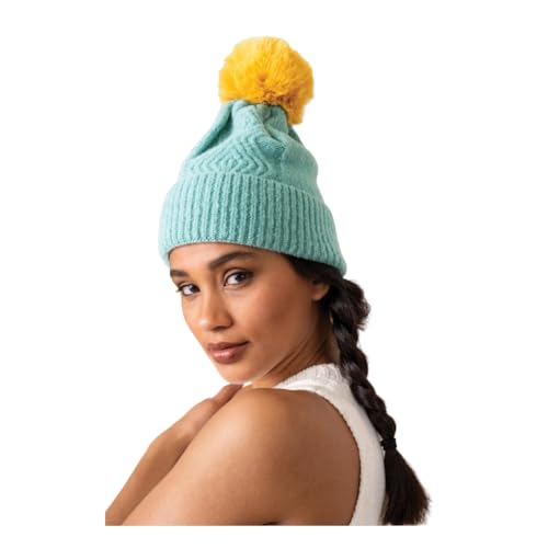 Bonnet Ingrid Powder aqua et moutarde taille unique pour femme