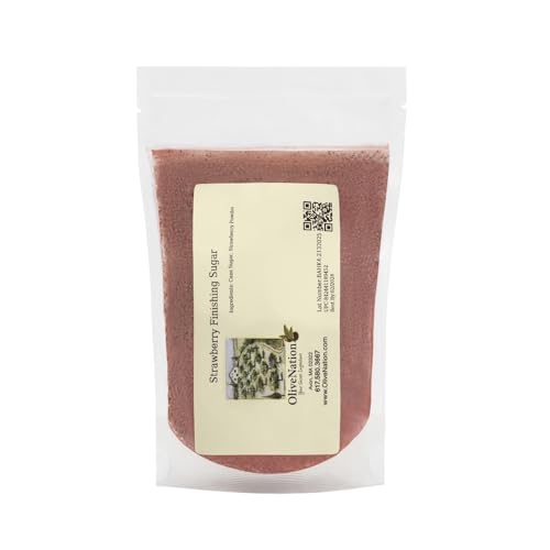 OliveNation Strawberry Finishing Sugar - Strawberry Infused Sugar for Baking, Edible Decoration, Garnish, 16 oz