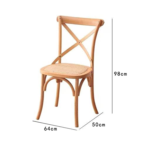 X Back Chair, Wooden Rattan Cushion Chair, Modern Farmhouse Cross Chair, Suitable For Kitchen, Indoor Leisure Seat (Color : Cherry, Size : 64 * 50 * 98Cm) #TOP2