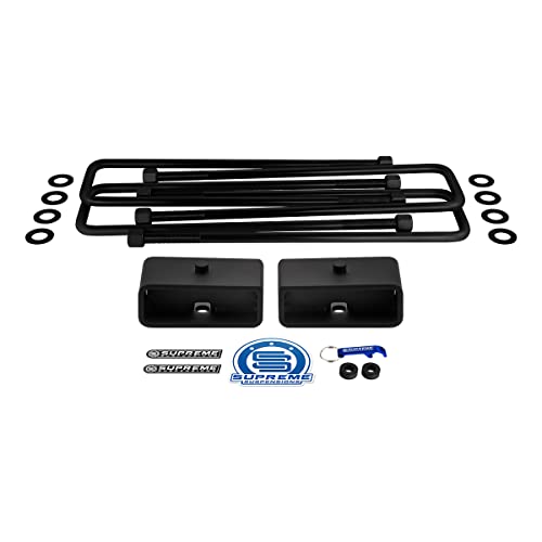 Supreme Suspensions - 2" Rear Leveling Kit For 2019-2023 Chevrolet Silverado & GMC Sierra 2500HD/3500HD 2WD 4WD (Non-Overloads) - 5/8th Pin Blocks with Square Bend U-Bolts Rear Suspenion Lift Kit