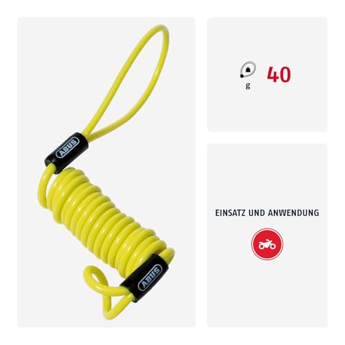 ABUS Memory Cable - Erinnerungskabel zur optischen Erinnerung an das Bremsscheibenschloss - zur Motorradsicherung, Gelb